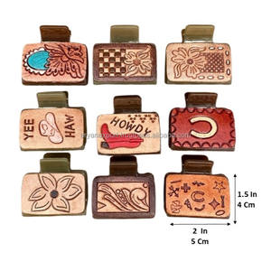 กิ๊บหนีบผมขนาดเล็กของผู้หญิงหนังแกะทรงเรขาคณิตดีไซน์สวยสง่า - Product Image 2