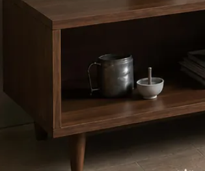 Mueble para TV Moderno de Nogal Oscuro, Consola Multimedia Extra Larga de Perfil Bajo, Mesa con Estantes Abiertos y Cajones, Unidad de Almacenamiento para Sala de Estar, Venta al por Mayor - Product Image 2