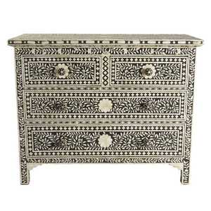 Commode à tiroirs en résine avec incrustations de os, fabriquée à la main, prix de gros, rangement élégant pour la décoration intérieure du salon, style bohème, armoire - Product Image 4