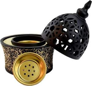 Luxury Antique Brass Resin Marble Style <b>Ring</b> Bakhoor Incense Burner Modern Circular Pedestal Metal Mabkhara For Luxury Gifts - Product Image 5