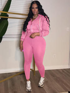 Women's Acid Washed Zipper Hooded Fleece <b>Lined</b> Top with Yoga <b>Pants</b> Sports Casual Two Piece Set Women Wash Tracksuits - Product Image 4