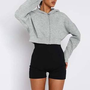 Hoodie grande taille en tissu polaire respirant, coupe oversize, style streetwear, usage quotidien, crop top décontracté pour femmes - Product Image 3