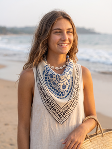 Pañuelo de algodón Paisley hecho a mano, pañuelo bohemio unisex, pañuelo para el cuello de moda, pañuelo de algodón orgánico, accesorio para el cabello para festivales - Product Image 4