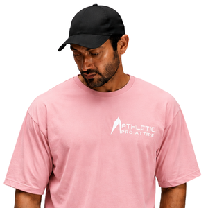 Men’s 100% Cotton Light <b>Pink</b> Oversized T-Shirt Heavyweight Breathable Crew Neck Short Sleeve Casual Gym Streetwear Training Tee - Product Image 3