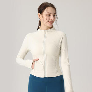Women Running <b>Jackets</b> Athletic Workout <b>Jacket</b> Full <b>Zip</b> <b>up</b> <b>Gym</b> With Zipper Pockets Thumb Holes Yoga Top - Product Image 4