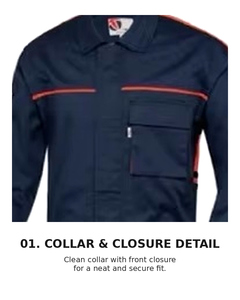 Overol de Trabajo Industrial de Poliéster y Algodón, Uniforme de una Pieza |   T-BUC TB-717 OEM/ODM Marca Coreana - Product Image 4