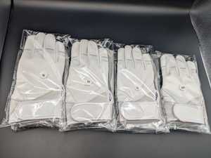 White Leather Batting Gloves Right Hand Hook And Loop Closure Unisex Youth Training Size S M L XL XXL Durable <b>Polybag</b> Packaging - Product Image 1