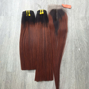 Prix usine 100% brut vierge vietnamien trame humaine dentelle perruque os droit Ombre brun couleur Super Double dessiné Extensions de cheveux - Product Image 1