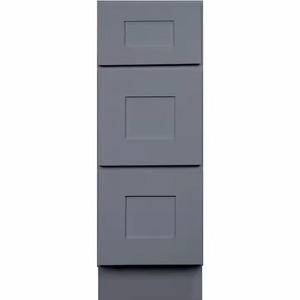 Light <b>Grey</b> Shaker Kitchen <b>Cabinets</b> Modern Modular Base <b>Cabinet</b> Drawer Storage for Apartment Made in Vietnam - Product Image 3