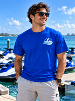 T-shirt décontracté à manches courtes bleu pour homme Custom Salt Coast Rentals avec imprimé jet ski, séchage rapide, coupe classique