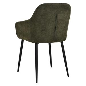 Silla de Comedor Moderna Tapizada en Tela Verde Oscuro con Patas de Metal Negro Arena, Tela Mirea para Restaurante, Hotel, Comedor - Product Image 3