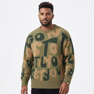 Pull tricoté pour homme style streetwear américain, col rond personnalisé, coupe ample, manches longues, décontracté, automne-hiver, fabricant - Product Image 4