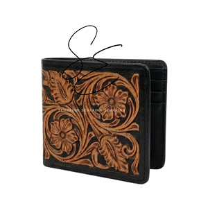Handmade <b>Black</b> Leather <b>Wallet</b> <b>for</b> <b>Men</b> Genuine Bifold Card Holder <b>Wallet</b> with Cash Bill Compartments - Product Image 1