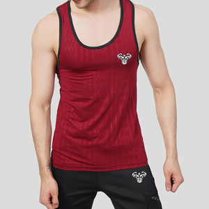 Men's <b>Red</b> O-Neck Knitted <b>Tank</b> <b>Top</b> 100% Cotton Eco-Friendly Breathable Quick Dry Sporty Style Solid Color - Product Image 3