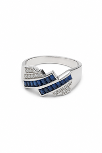 <b>Emerald</b> and Diamond <b>Ring</b> in 92.5 Sterling <b>Silver</b> KLSR-12197 - Product Image 4