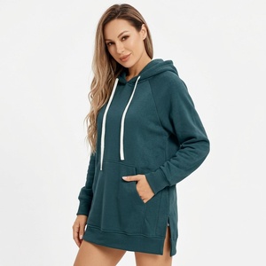 Custom <b>Women's</b> <b>Longline</b> Hoodie Heavy Cotton Fleece <b>Sweatshirt</b> Oversized Casual Urban Clothing Wholesale Streetwear Manufacturer - Product Image 6
