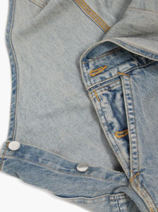 En gros, Pantalon de travail cargo en jean pour hommes, Salopette en denim unisexe, Coupe droite, effet empilé, vintage et déchiré, pour le fitness - Product Image 5