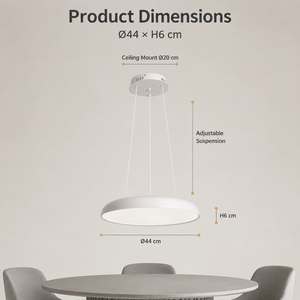 Lámpara de araña LED redonda moderna de 48W, tricolor, regulable, con control remoto y altura ajustable para comedor, dormitorio y sala de estar - Product Image 3