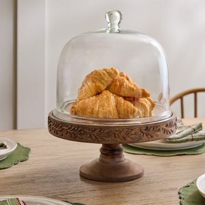 High Quality Decorative Party Wooden <b>Cake</b> <b>Stand</b> <b>Glass</b> Dome Cover Dishwasher Safe for Anniversary <b>Cake</b> Presentation Elegant Setup - Product Image 1