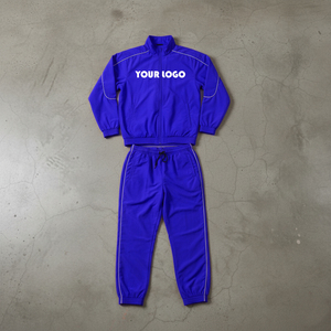 Custom Logo Breathable Nylon Polyester Unisex Windbreaker Set Men's <b>Reflective</b> Piping <b>Jacket</b> Summer Jogging Wear - Product Image 5
