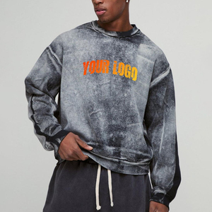 Sweat-shirt en coton pour homme, personnalisé, effet délavé vintage, avec logo personnalisé, coupe oversize à épaules tombantes - Product Image 1