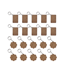 MDF Keychain Star Diamond Circle Heart Metal <b>Rings</b> Craft Decorative Tags Wood <b>Keyring</b> - Product Image 5