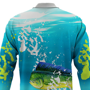 เสื้อตกปลาแขนยาวผู้ชายแบบกำหนดเอง ป้องกันแสงแดด ระบายความชื้น เสื้อผ้าตกปลา UPF50+ เสื้อเจอร์ซีย์ตกปลา - Product Image 3
