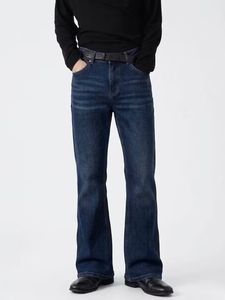 Vaqueros de mezclilla acampanados para hombre, estilo vintage urbano, 100% algodón, cintura media, lavados, tejidos, para todas las estaciones - Product Image 1