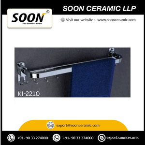 SOON Wall Mounted Stainless Steel Three-Layer Towel Rack Over 40cm <b>Chrome</b> Finish Eco-Friendly Modern Bathroom 3 Bars <b>Hooks</b> - Product Image 2