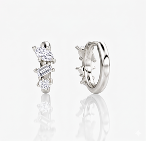 <b>Hoops</b> Earrings Diamond Earrings Gold and <b>Silver</b> Earrings Natural and Lab Grown Diamonds Earrings <b>Hoops</b> Fine Jewelry for Women - Product Image 3