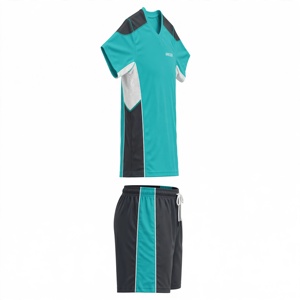 Ensemble de maillots de volley-ball unisexe AMKOOR vert sarcelle et noir en polyester respirant pour adulte, impression par sublimation, détection par aiguille - Product Image 4