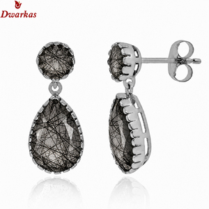 Excellent design <b>earrings</b> 925 sterling <b>silver</b> golden rutile gemstone <b>drop</b> <b>earring</b> wedding engagement gift <b>earrings</b> women - Product Image 4