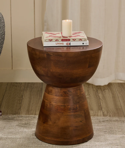 Mango Wood Accent <b>Table</b> and <b>Stool</b> Versatile Wooden Furniture Set for Living Room Bedroom Home Decor and Everyday Use - Product Image 4