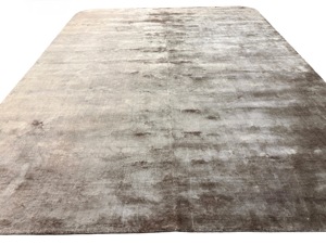 Handmade Coffee Brown Silk Area Rug | Modern Minimalist Carpet | Round edges - Product Image 5