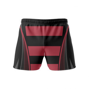 Short de rugby noir avec design rouge, haute qualité, respirant et confortable / Logo et taille personnalisés, prix abordable, OEM - Product Image 3