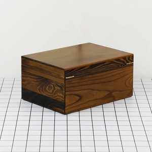 Solid Wood Jewelry Box Gold Latch Closure Rectangular Keepsake <b>Storage</b> <b>Chest</b> Plain Dark Wood Organizer Container Gift Case - Product Image 4