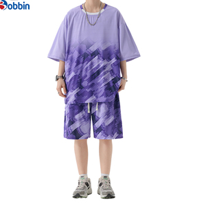 Conjunto de Camiseta de Manga Corta para Hombre, Informal, Elegante, de Verano, Tejido Transpirable, Corte Holgado, Conjunto Deportivo Informal Unisex - Product Image 1