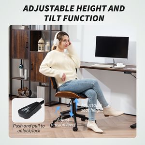 Silla de Oficina en Cuero PU Negro con Ruedas, Altura Ajustable y Giro de 360° para Lectura - Product Image 6