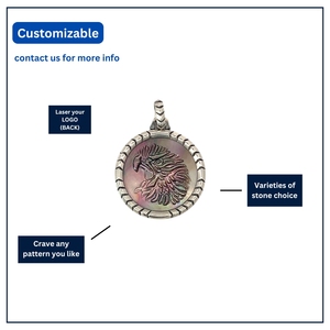 Colgante Redondo de Plata de Ley 925 con Madreperla Negra para Hombre, Estilo Casual/Deportivo, Colgantes y Dijes de Joyería Fina Unisex - Product Image 4