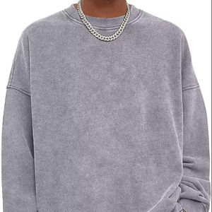 Sudadera Lisa con Efecto Ácido para Hombre, de Algodón y Felpa, para Invierno, Sudadera Oversize con Efecto Ácido, Suave y Cálida - Product Image 1