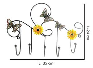Metal Iron Butterfly Designer <b>Wall</b> Mounted <b>Key</b> Cloth Hanger with 5 <b>Hooks</b> for Home Decor - Product Image 2