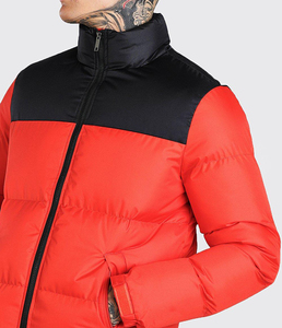 Blouson matelassé pour homme en toile brillante personnalisée, style mode, avec col montant et logo frontal, vente en gros, veste d'hiver - Product Image 2