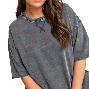 Camiseta Oversize para Mujer, Lavado Ácido, Estilo Vintage, Corte Holgado, Tela de Algodón Suave, Transpirable, Casual, Moda Urbana de Verano - Product Image 4