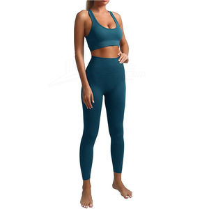 Ensemble de yoga pour femme tendance, respirant, 2 pièces, avec taille élastique, personnalisable en couleur et taille, nouvelle collection OEM - Product Image 2