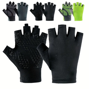 Gants de sport en cuir ultra-respirants à demi-doigts, adhérence maximale, paume antidérapante pour le cyclisme, la gym et les activités de plein air (unisexe) - Product Image 1