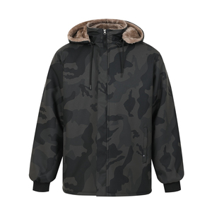 Men's Camouflage Hooded <b>Leather</b> <b>Jacket</b> Waterproof Windproof Thick Padded <b>Winter</b> Outerwear - Product Image 1