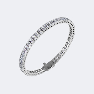 11.40CTW Emerald Bar-<b>Set</b> Diamond Line Bracelet - Product Image 4
