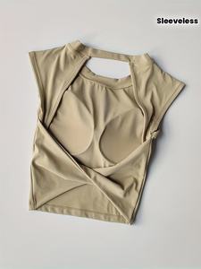 Débardeur de sport à maintien élevé pour le fitness, nouveau, sensation seconde peau, léger, dos croisé, pour l'entraînement et le yoga, en tissu uni teint, pour femme - Product Image 5