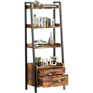 Étagère à livres en bois avec cadre métallique et tiroir, design très populaire, pour la maison, le salon, les villas, rangement, étagère à livres - Product Image 6