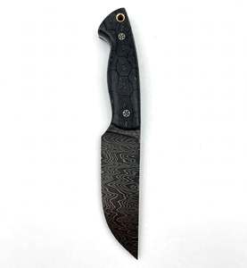 Cuchillo Utilitario de Hoja Fija de Acero de Damasco Hecho a Mano con Mango de Micarta Negra Personalizado, Herramienta EDC - Product Image 2